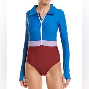 Mott50 Margherita Long Sleeve Blue Swim One Piece Size Large